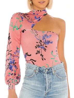 House of Harlow 1960 X REVOLVE Moa Bodysuit Blouse Size XS Pink Boho Coquette